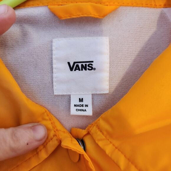 VANS Thanks Coach Unisex Windbreaker Size M Gold‎ Yellow Snap Closure Nylon - Picture 6 of 10